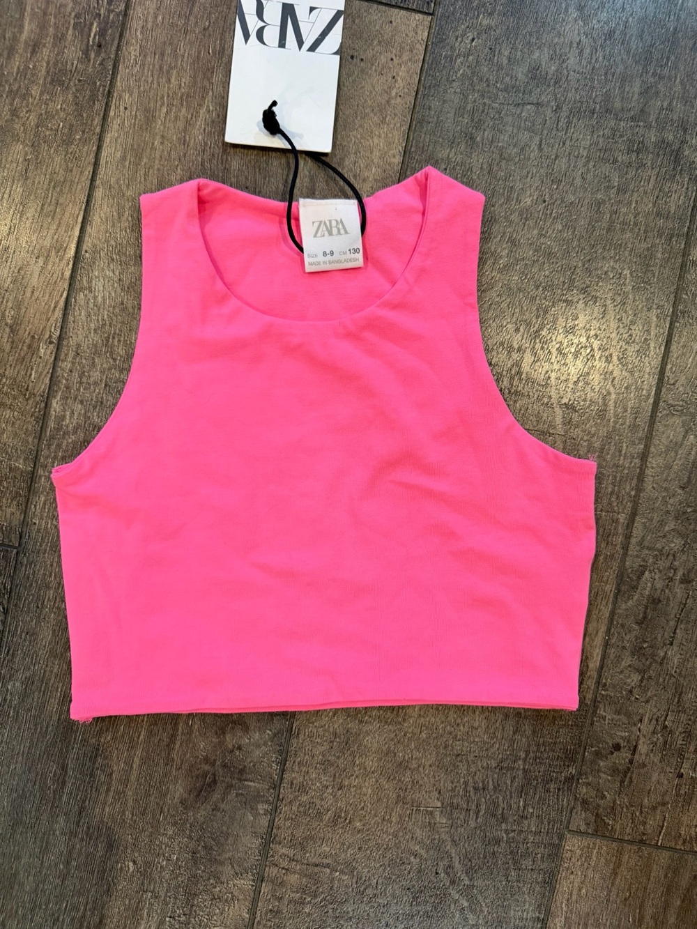 Girls Zara Hot Pink Cropped Tank Top Size 8-9